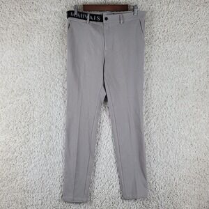 Mauvais Pants Men's 30 Gray/Tan Twill Half Belt Performance Stretch Trousers NEW
